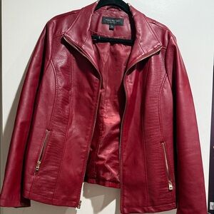 Marc New York Burgundy Faux Leather Moto Jacket | Zip Front | Size XL
 Women